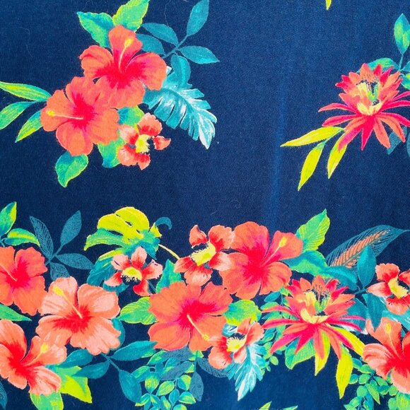 Lands End Floral Hawaiian Print Slip On Dress Sz 2X Pockets 100% Cotton Beach - Picture 3 of 8